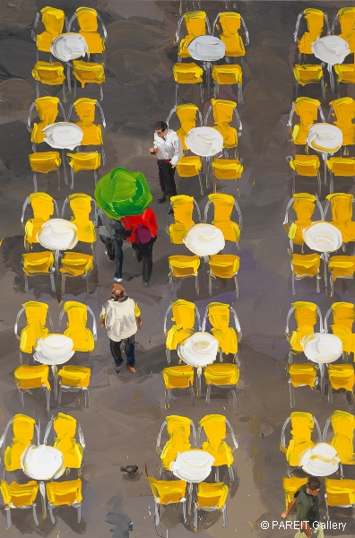 DE VLIEGHER Jan - Yellow Chairs, people, 2020.5